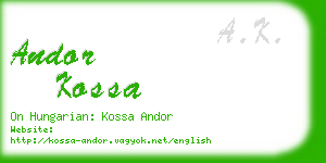 andor kossa business card